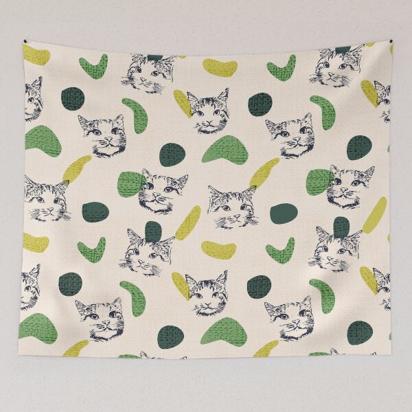 Item preview, Lovely Badu cat seamless pattern version 2 designed and sold by tamongg14.