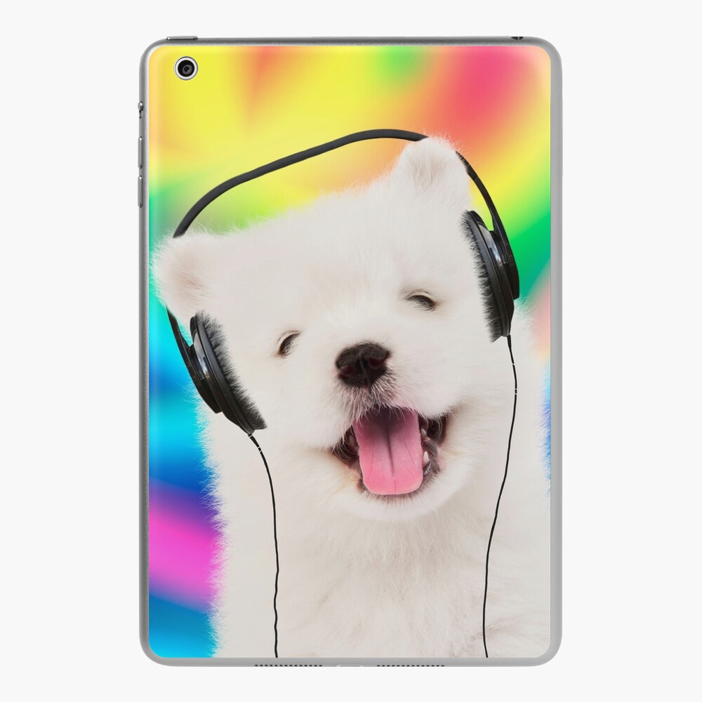 Cute Dog Wearing A Pair Of Headphones And Listening To Music, Cute Puppy  Design, Cute Dog Lover  iPad Case & Skin for Sale by loonenzer