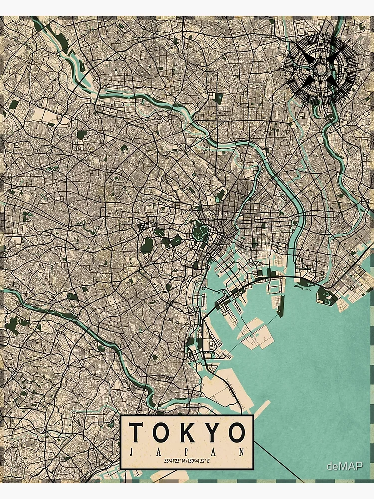 Tokyo City Map of Japan - Vintage