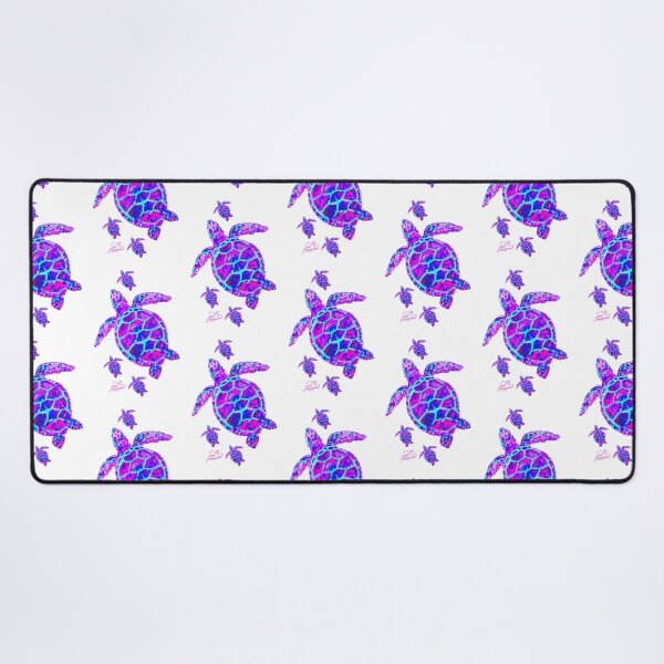 Sea Turtle with babies pink and blue Desk Mat