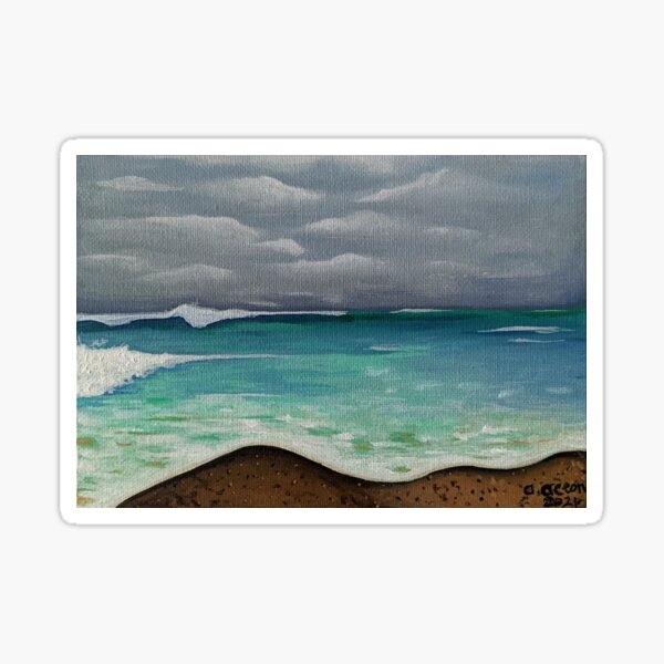 Stormy Seascape Painting Sticker