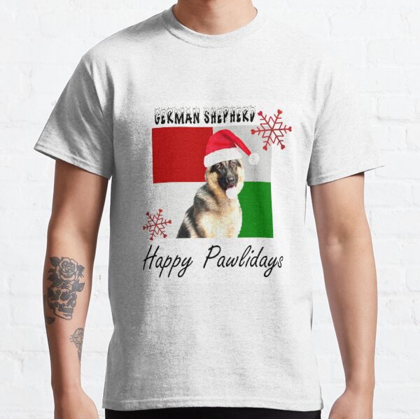 Happy Pawlidays – Christmas German Shepherd Dog Design w/ Santa Hat Classic T-Shirt