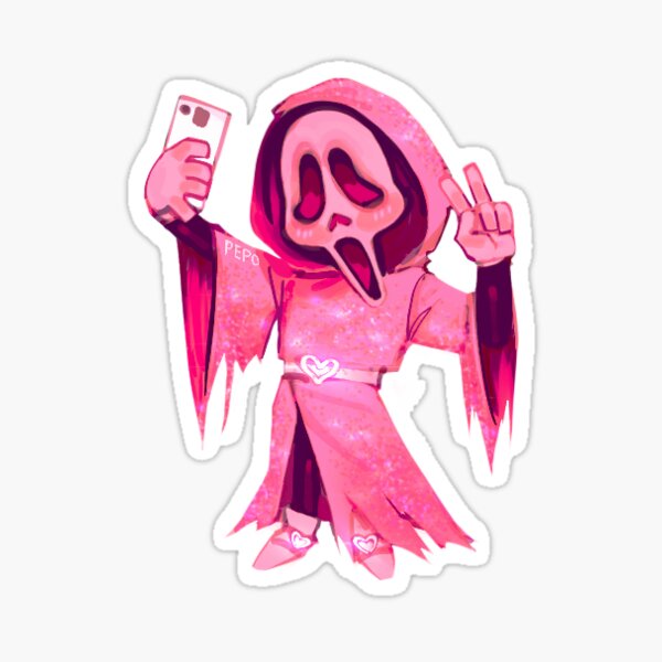 Pink Ghost Face Sticker For Sale By Peptoo Redbubble   St,small,507x507 Pad,600x600,f8f8f8.u1 