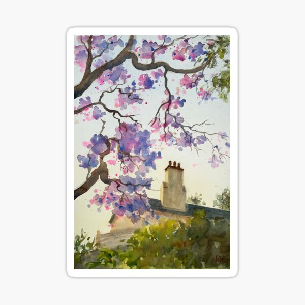 Item preview, House under Jacaranda designed and sold by ShellyDu.