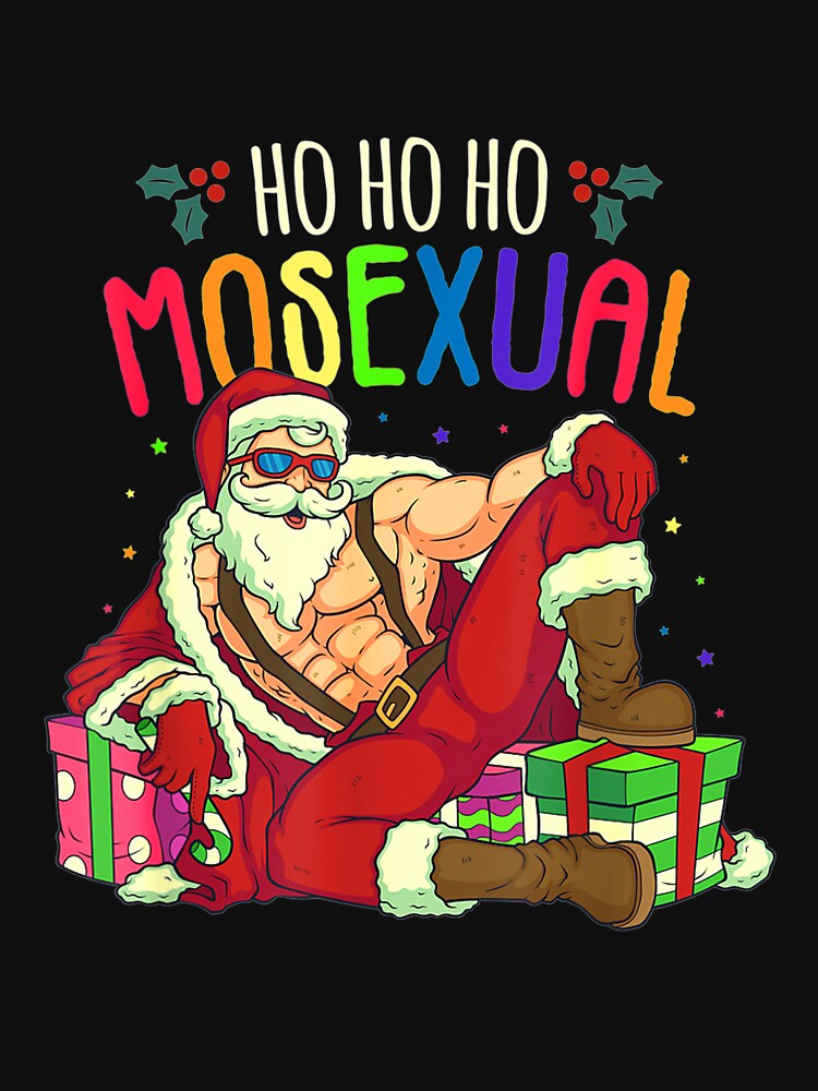 Discover Mens Ho Ho Ho Mosexual Gay Santa LGBT Pun Gay Pride Christmas T-Shirt