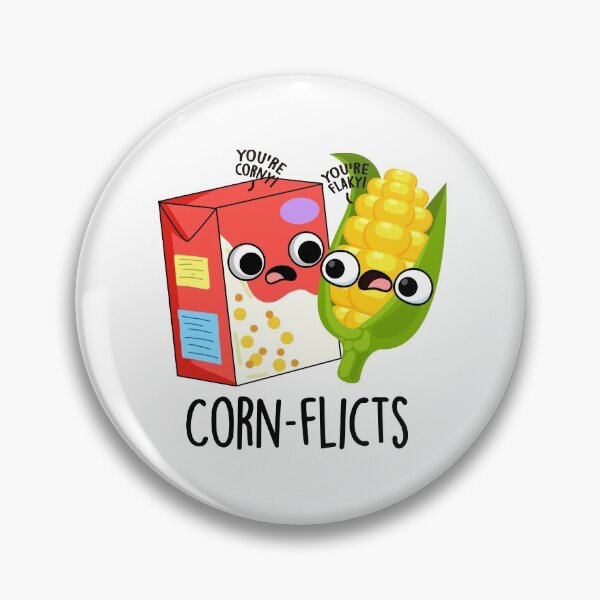 Item preview, Corn-flict Cute Cornflake Corn Pun designed and sold by punnybone.