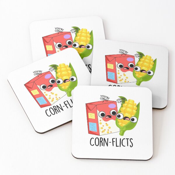 Item preview, Corn-flict Cute Cornflake Corn Pun designed and sold by punnybone.