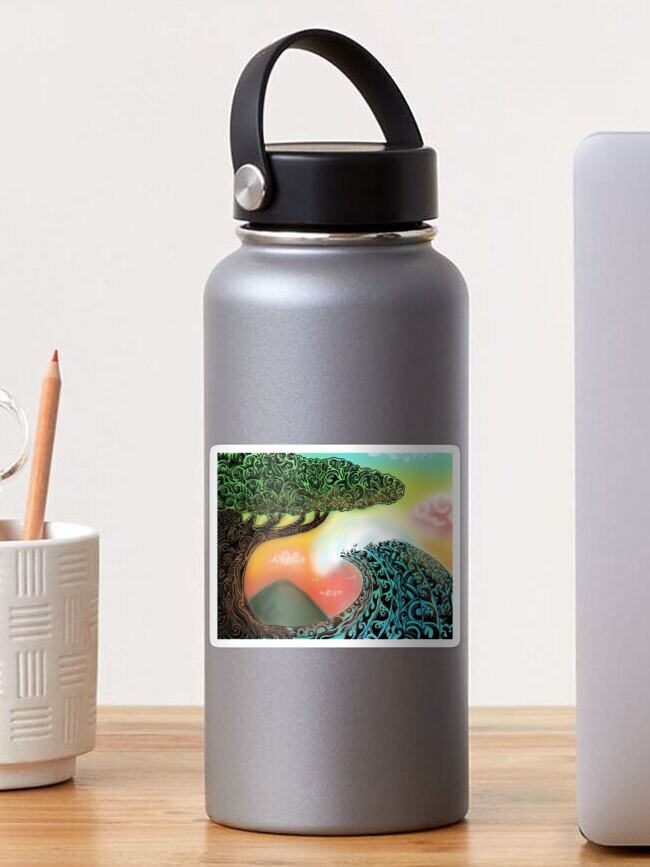 Thumbnail 1 of 3, Sticker, Hawaiian Tropical Wave designed and sold by MeaganMaria.