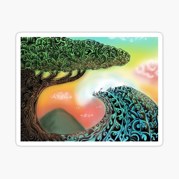 Hawaiian Tropical Wave Sticker