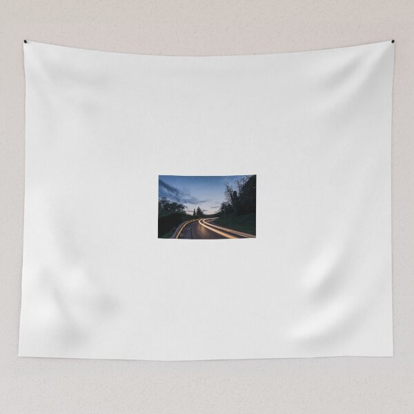 Item preview, Lights on the asphalt, at sunset on a mountain road designed and sold by tartaruga1988.