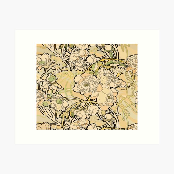 Aperçu de l'œuvre Alphonse Mucha - Fleurs,textile, (1860-1939),No,01, créée et vendue par kinsley45.