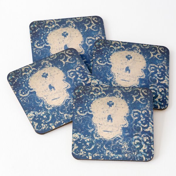 Item preview, Blue swirling painted skull  designed and sold by Atomic-Apricot.
