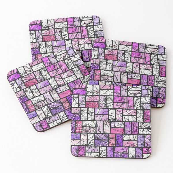 Item preview, Purple Pink and White Stained Glass Effect Roses designed and sold by SeaChangeDesign.
