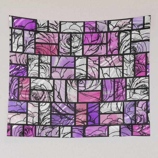 Item preview, Purple Pink and White Stained Glass Effect Roses designed and sold by SeaChangeDesign.