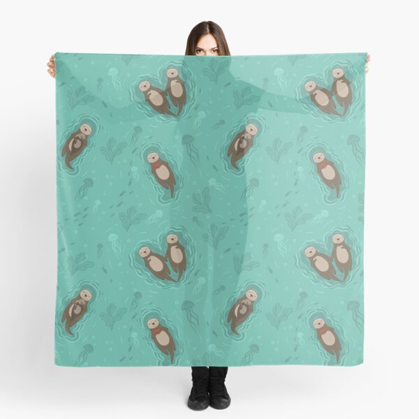 Otters In Love Floating Jelly Fish  Scarf