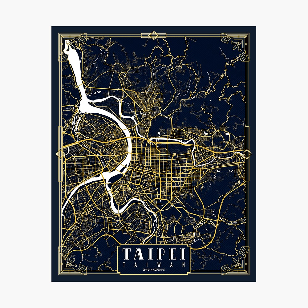 Taipei City Map Decor Taiwan Gift Blue Canvas Taipei Map Print Poster Wall Art