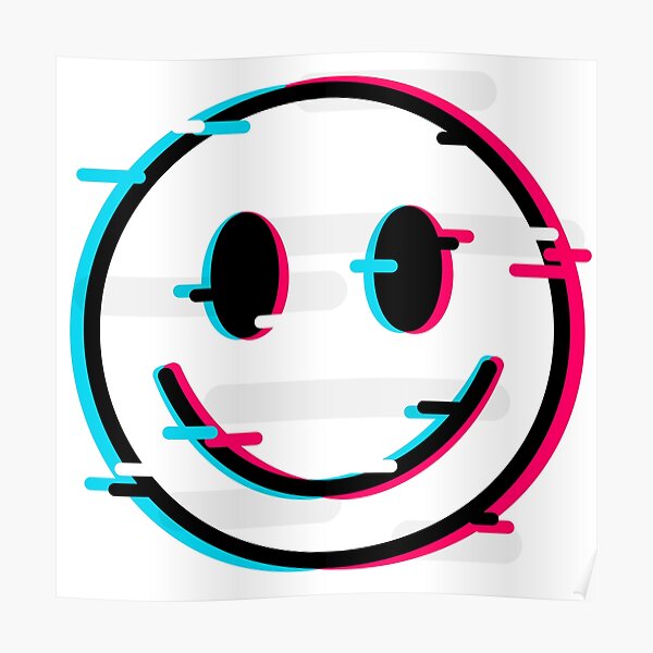 Glitch Smiley Face Posters For Sale Redbubble