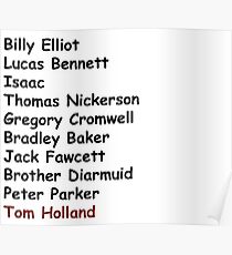 Tom Holland Characters List Poster