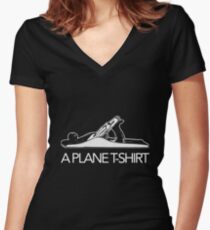 A Plane T-Shirt, Funny Woodworker Carpenter Novelty T-Shirt Women's Fitted V-Neck T-Shirt