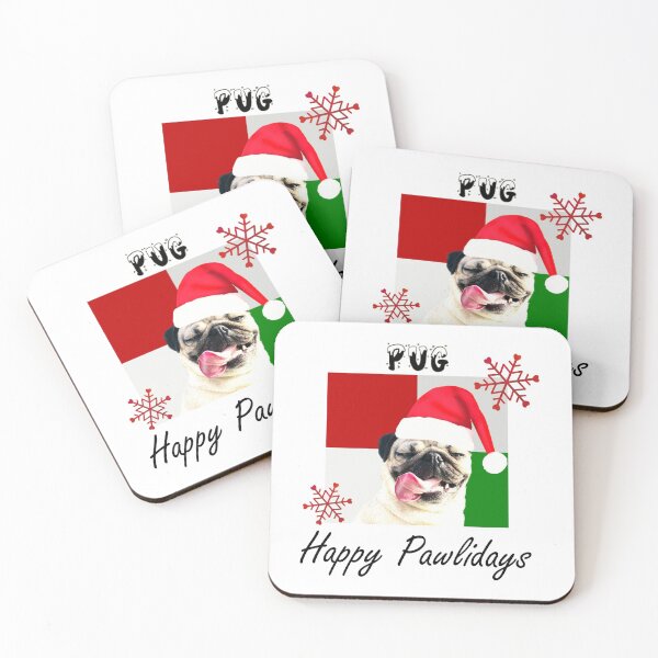 Item preview, Happy Pawlidays – Christmas Pug Dog Design w/ Santa Hat designed and sold by platinumblks.
