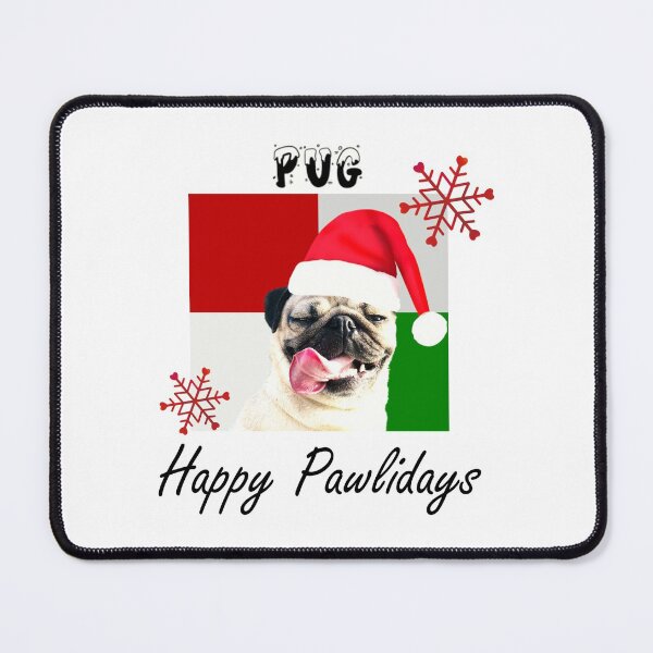 Item preview, Happy Pawlidays – Christmas Pug Dog Design w/ Santa Hat designed and sold by platinumblks.