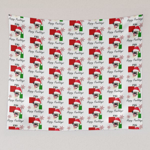 Item preview, Happy Pawlidays – Christmas Pug Dog Design w/ Santa Hat designed and sold by platinumblks.