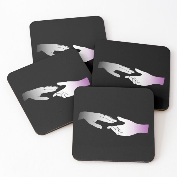 Item preview, Asexual flag hands (black background) designed and sold by DoesArtAndStuff.