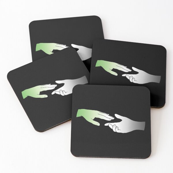 Item preview, Aromantic flag hands (black background)  designed and sold by DoesArtAndStuff.
