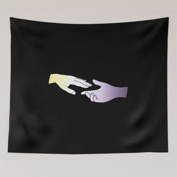 Item preview, nonbinary flag hands (black background) designed and sold by DoesArtAndStuff.