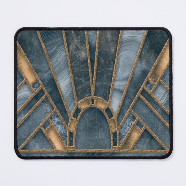 Item preview, Blue Grey Elegant Stained Glass Art Deco Window With Marble And Gemstone designed and sold by artsandsoul.