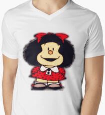 Camiseta de cuello en V Fundas y pegatinas para móviles mafalda