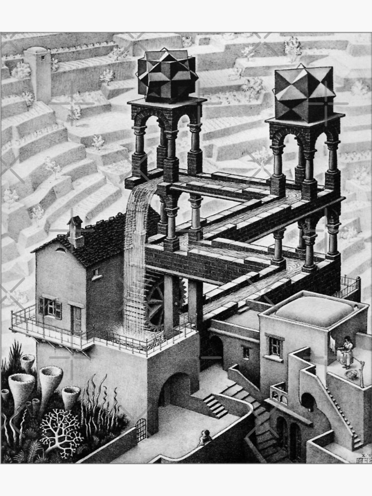 Discover Waterfall by Maurits Cornelis Escher Premium Matte Vertical Poster