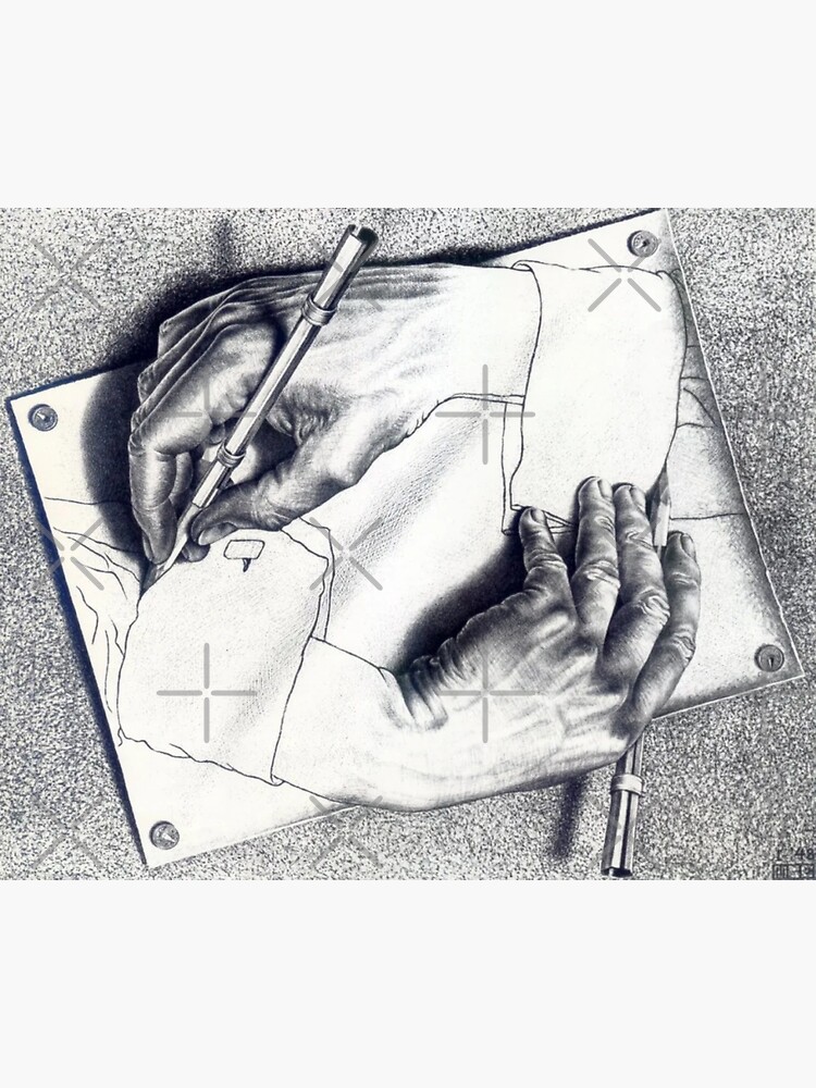 Disover Drawing Hands by Maurits Cornelis Escher Premium Matte Vertical Poster
