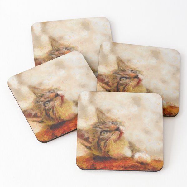 Item preview, Cute Kitten Looking Up Portrait Digital Painting designed and sold by NeavesPhoto.