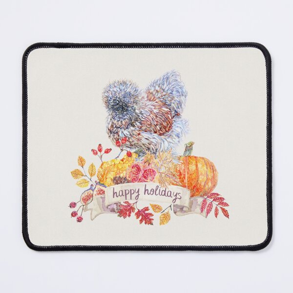 Item preview, Happy Holidays Silkie Chicken with Fall Harvest Wreath designed and sold by becca-boyce.