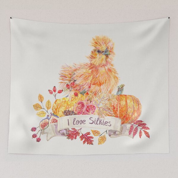 Item preview, I love Silkie Chickens with Fall Harvest Wreath designed and sold by becca-boyce.