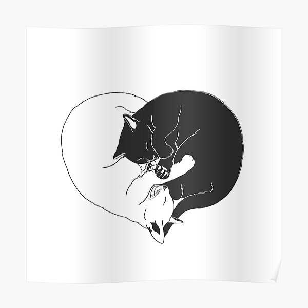 "Heart Cats Black and White" Poster for Sale by TheAlphaTribe Redbubble