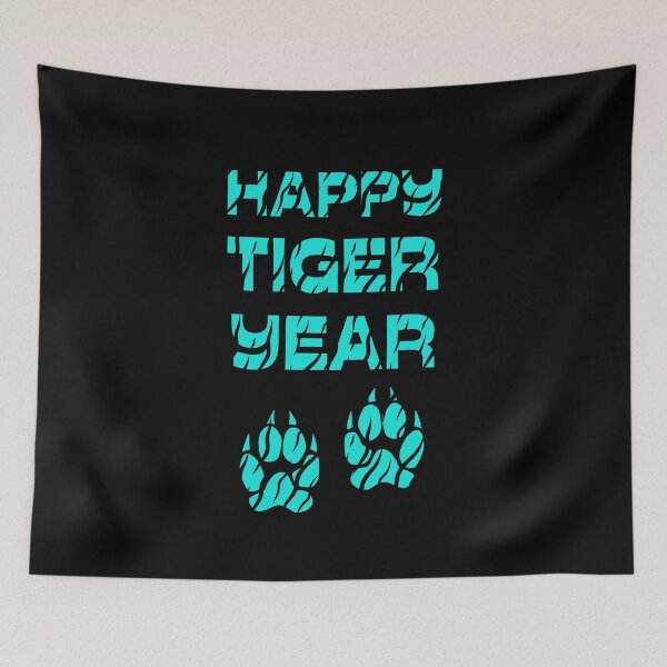 Item preview, Happy Tiger Year Blue Tiger Stripes designed and sold by trendingatees.