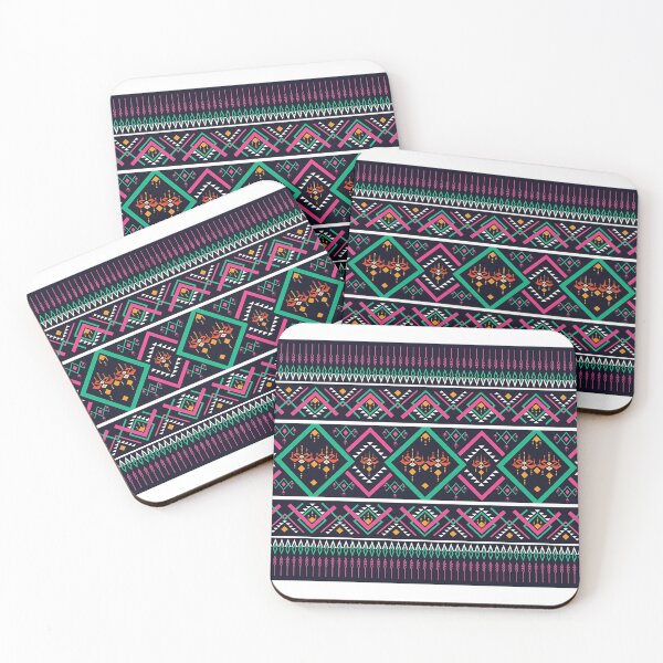 Item preview, Geometric ethnic pattern oriental design on dark midnight navy background designed and sold by PatrickRobbin.
