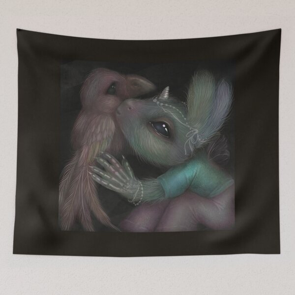 Item preview, Unicorn kissing a parrot designed and sold by snailmakesart.