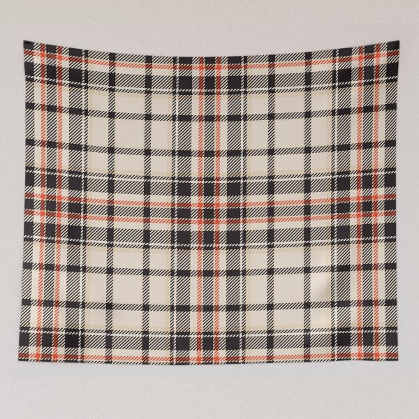 Item preview, Black & White with red straight stripes tartan plaid print designed and sold by RSDigitalPrintDesign.