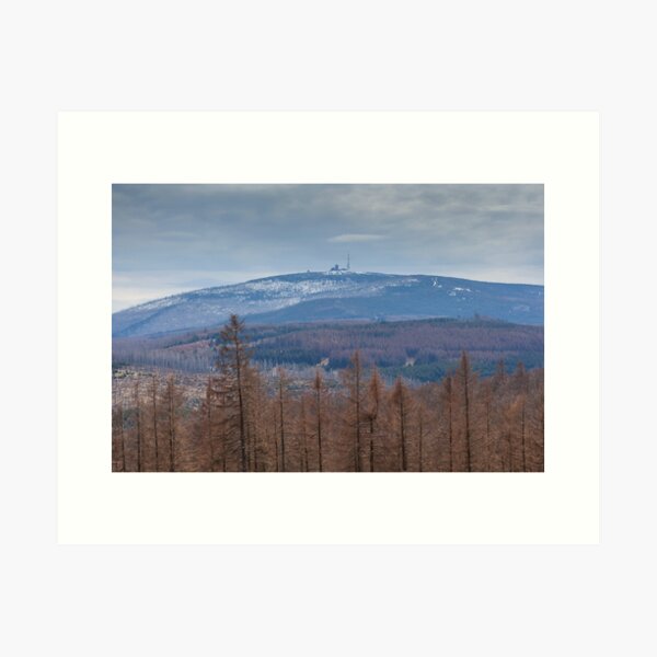 Brocken, Wald, Harz, Winter Kunstdruck