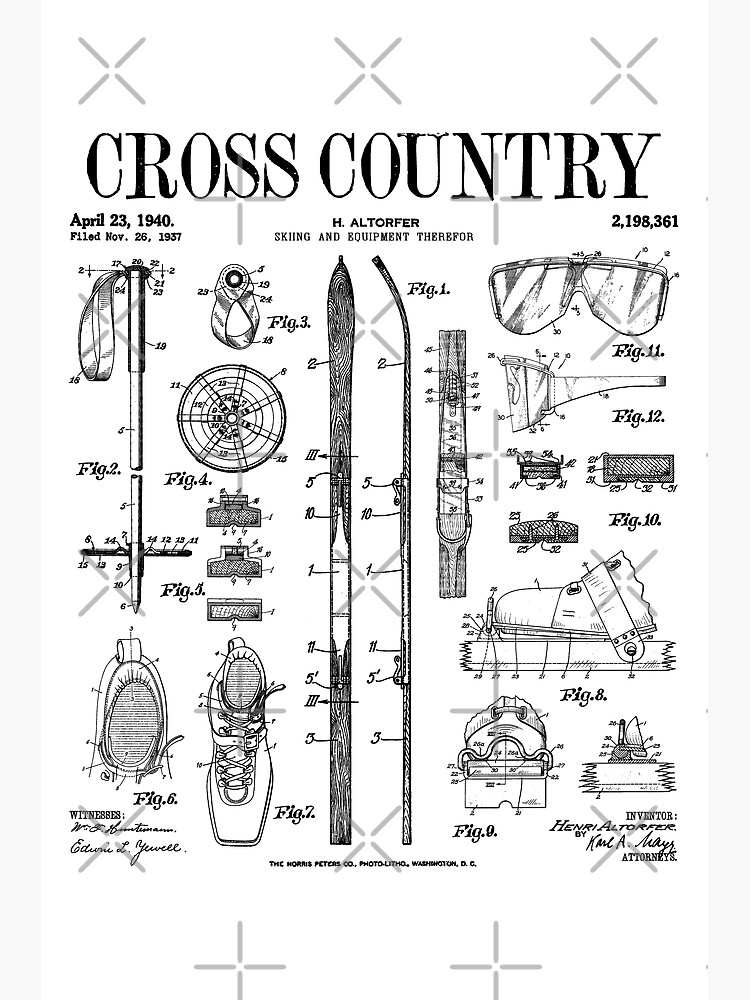 Skater Skateboard Skateboarding Vintage Patent Drawing Print White