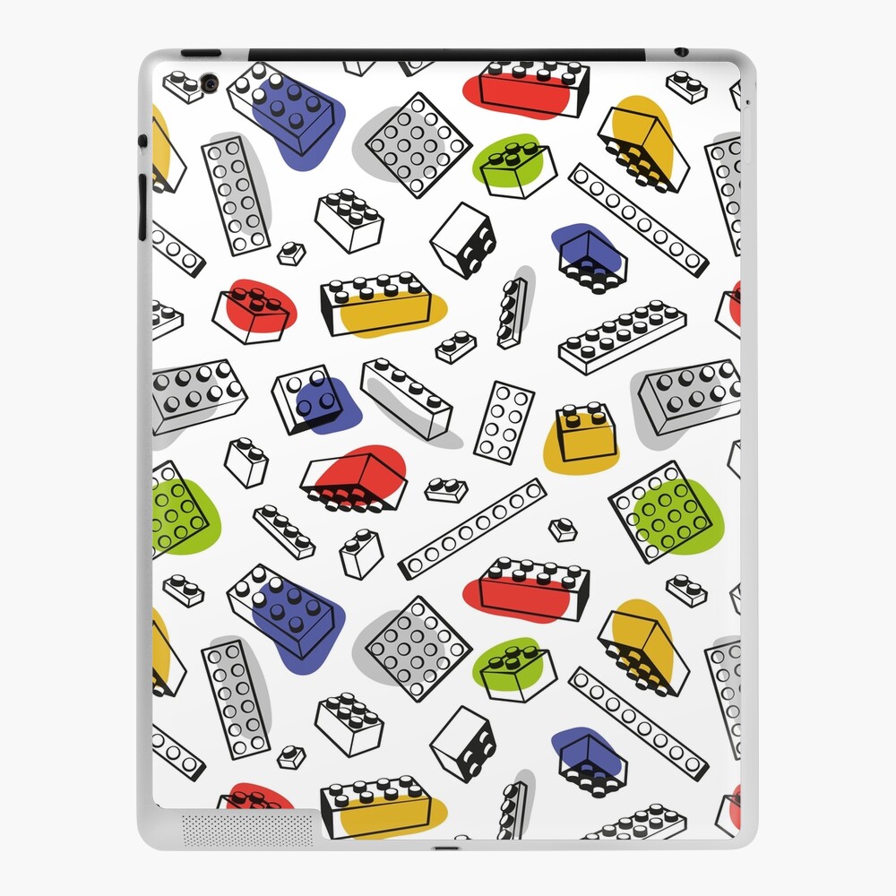 Play with me // white background blue red orange shade green grey and  mustard yellow kids plastic building bricks blocks toys iPad Case & Skin  for Sale by SelmaCardoso