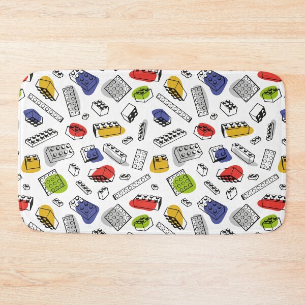 Item preview, Play with me // white background blue red orange shade green grey and mustard yellow kids plastic building bricks blocks toys designed and sold by SelmaCardoso.