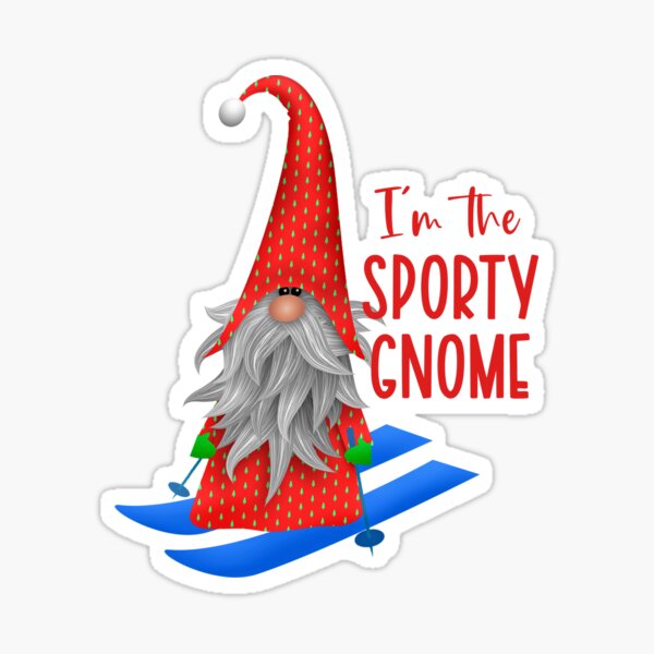 I'm the Sporty Gnome, Skiing on Mountains Sticker for Sale by