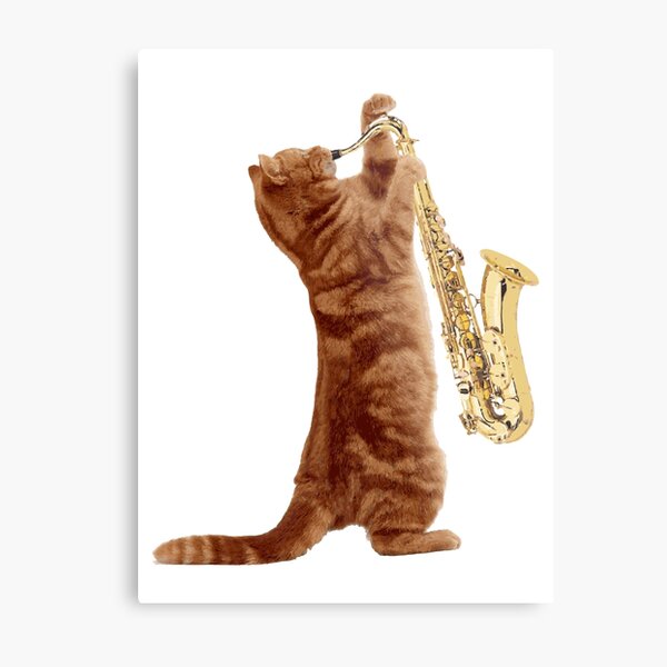 Saxophone Cat - Meowsicians Metal Print