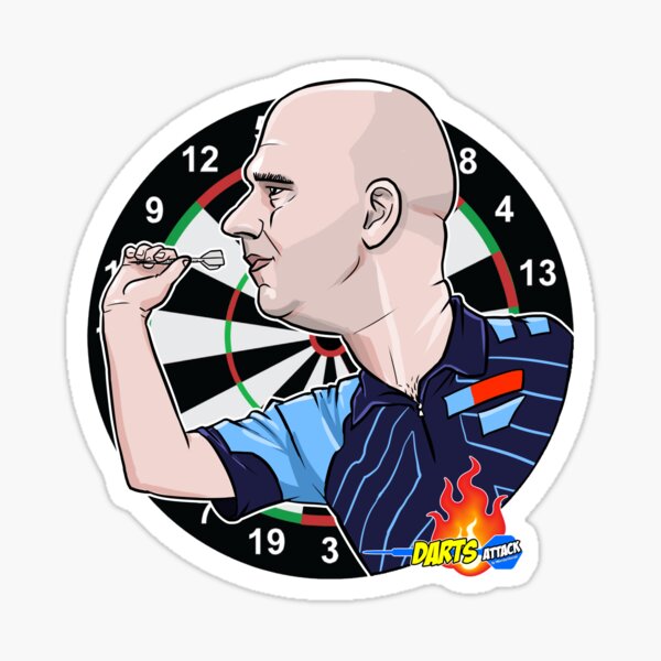 Vista previa del artículo con la obra «Caricatura de Rob Cross de Darts Attack», diseñado y vendido por Squiz Art.