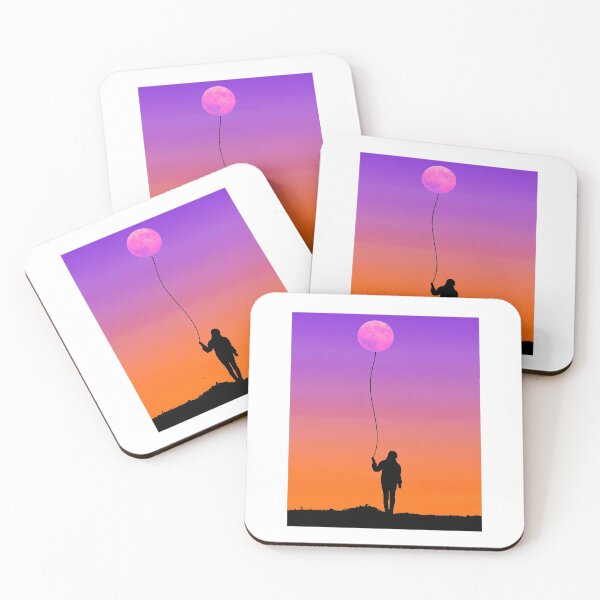 Item preview, Woman with Moon Balloon - Colored Colorful Sunset - Art Art designed and sold by urban-design.