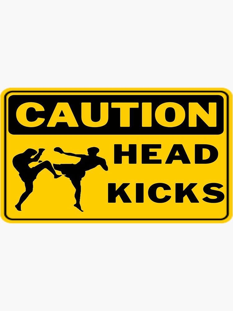 Thumbnail 3 of 3, Sticker, Caution Headkicks designed and sold by MuayTastic.